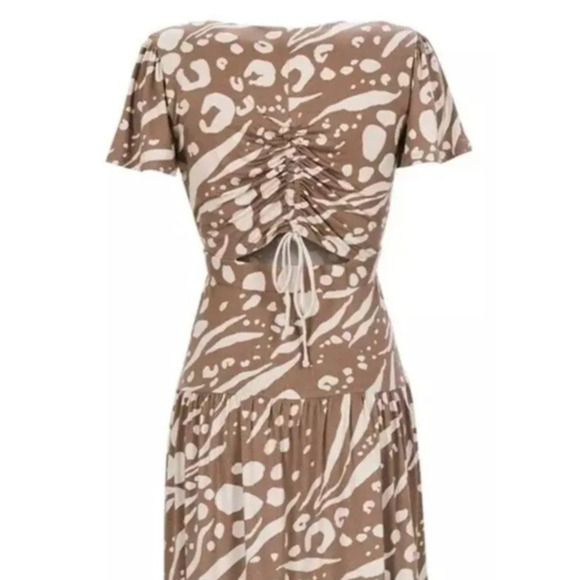 Cabi Swoon Dress Brown Tan Midi Maxi Cut Out Ruched Back 6147 Small Boho Chic - Picture 9 of 13